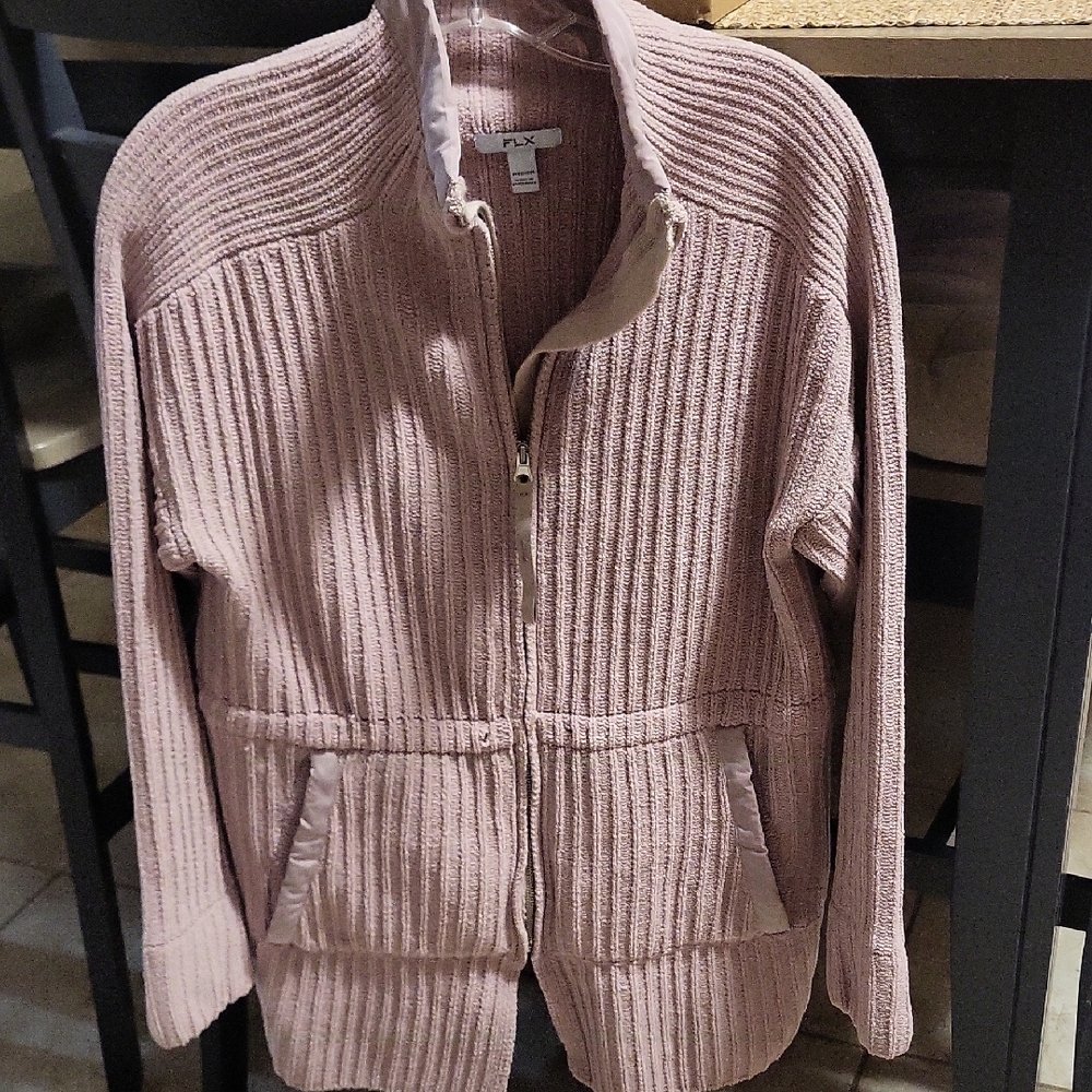 Ribbed Zip-Up Sweater/ Cardigan
